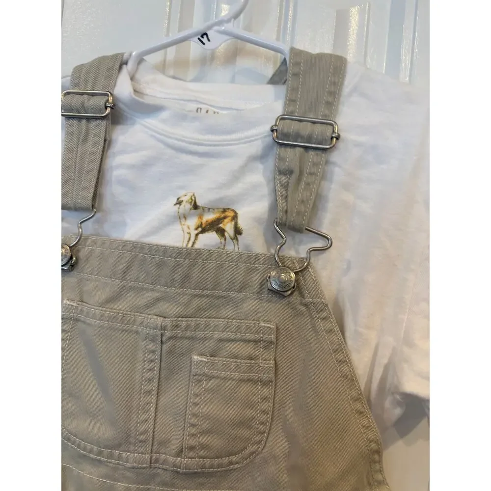 Baby Gap In The Dog House T Shirt And Khaki Short Overall Set Size 3T‎